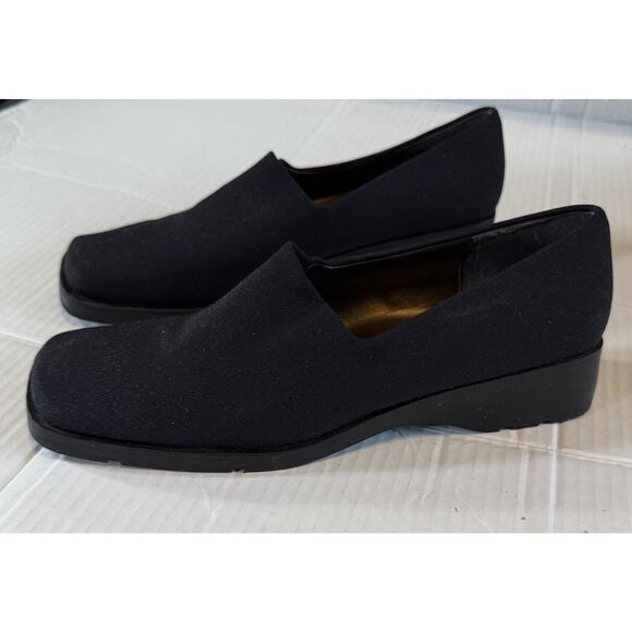 Villager by Liz Claiborne Size 9M Charlize Black Slip-On Square Toe Shoe - Picture 2 of 8